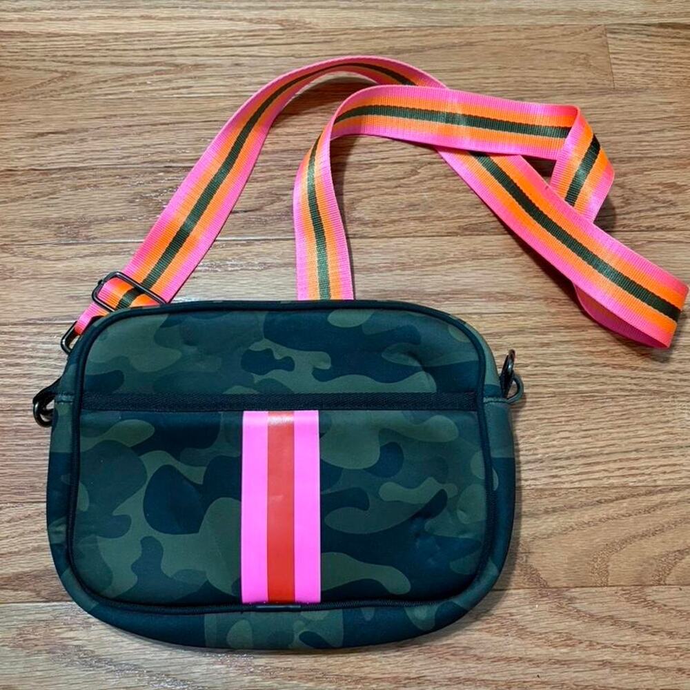 Green camo crossbody bag lifestyle